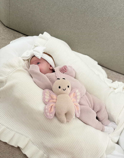 White Larger Bow Headband Designed For Newborn Babies to Age 3 - Image 3