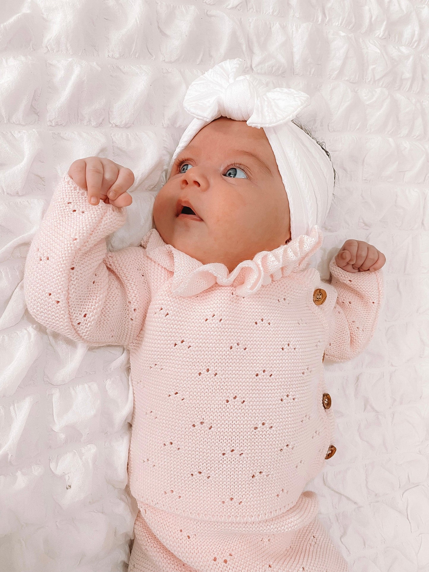 White Smaller Bow Headband Designed For Babies  - Image 7