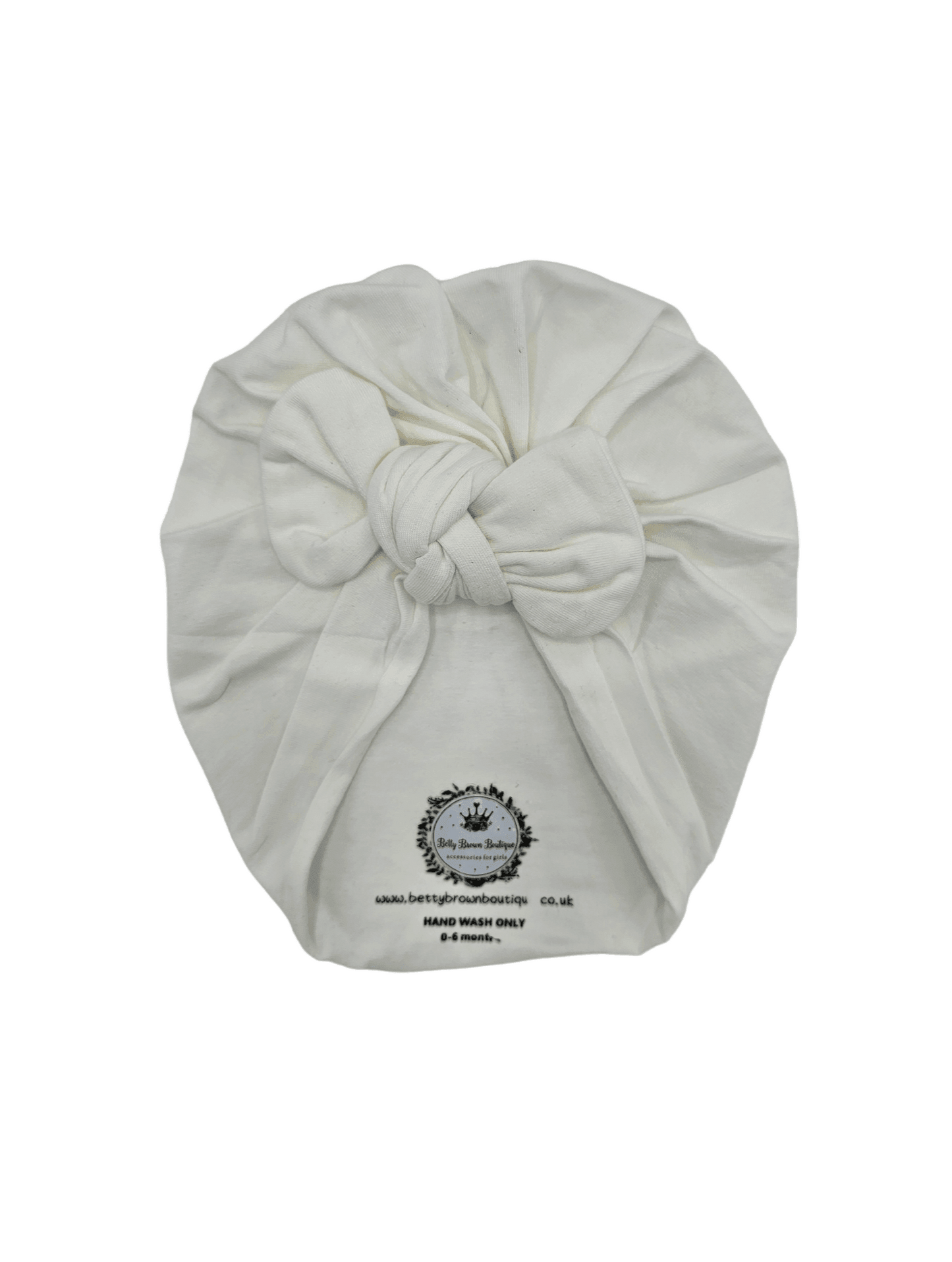 White Bow Turban Hat For Babies From Newborn to 6 Months - Image 2