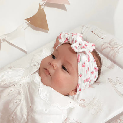 White Watermelon Print Smaller Bow Headband For Baby Girls - Image 1