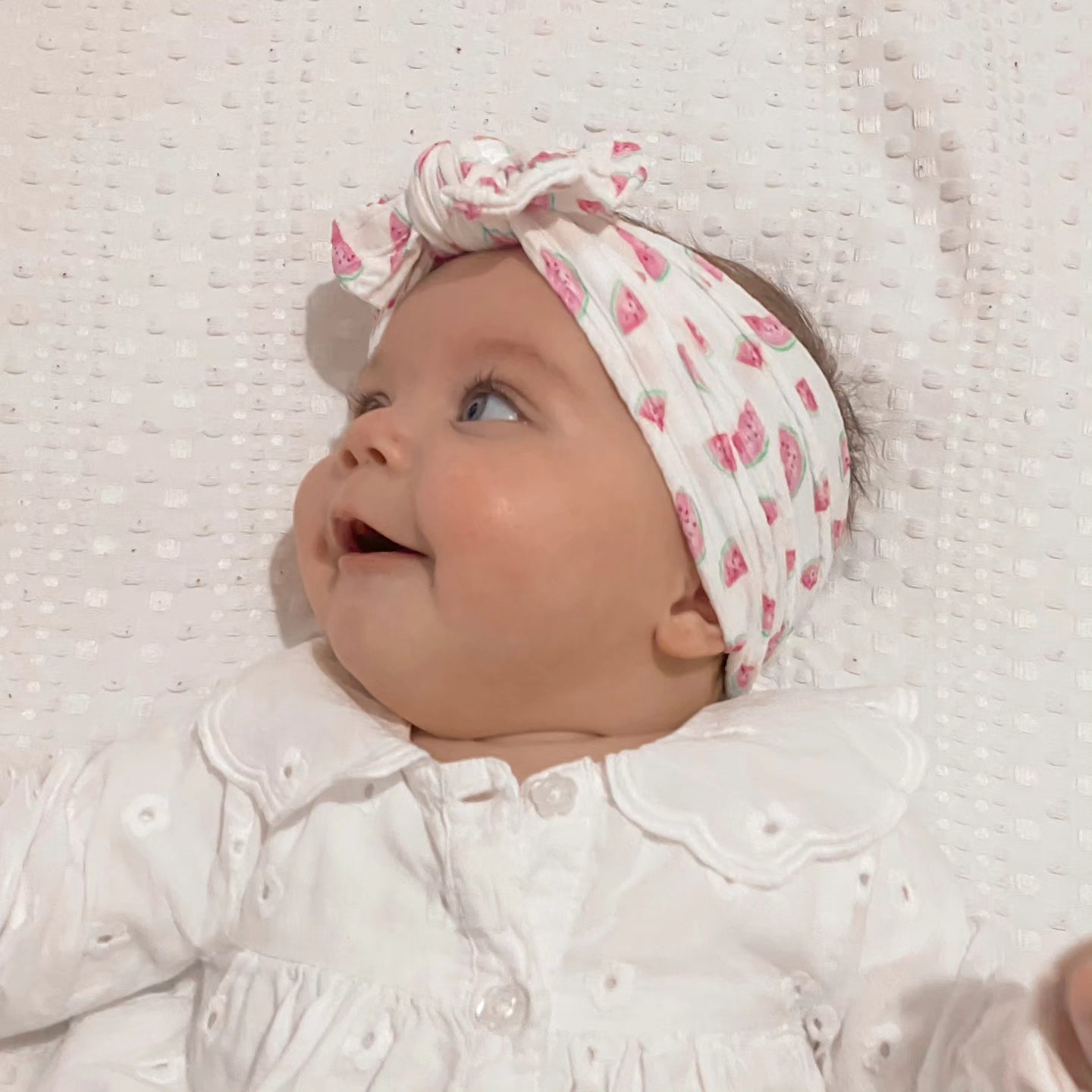 White Watermelon Print Smaller Bow Headband For Baby Girls - Image 5