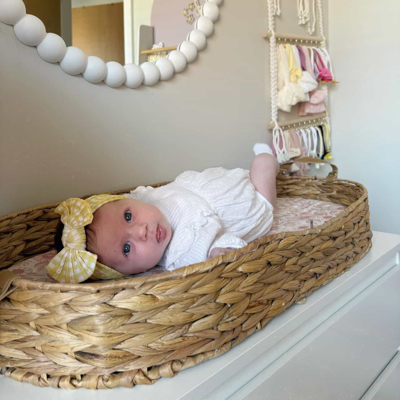 Yellow Gingham Smaller Bow Headband For Newborn Babies - Image 1