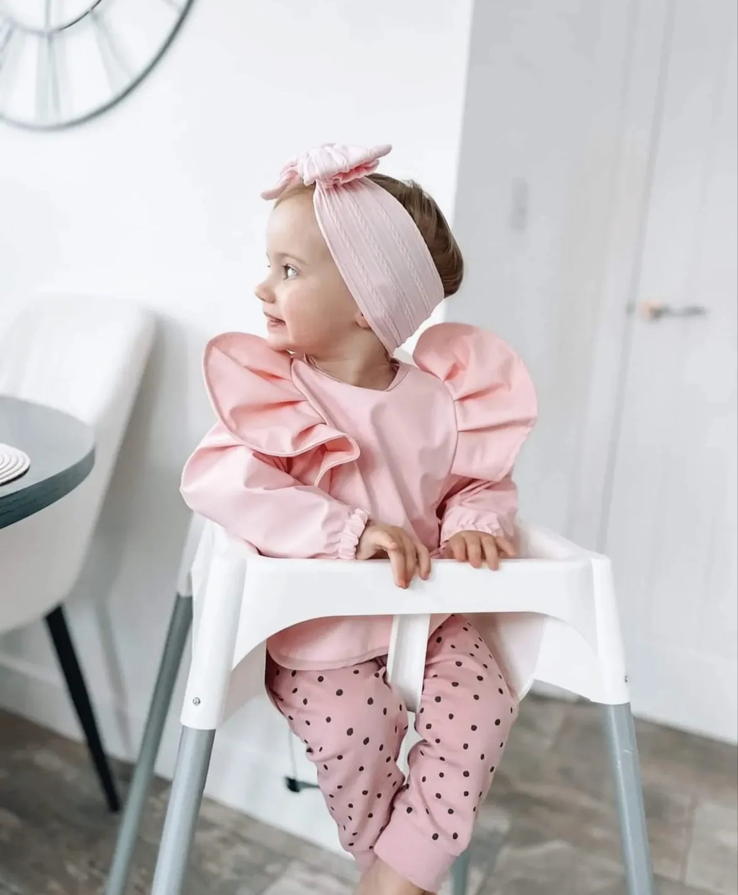 Pink Frill Detail Waterproof Bib with Sleeves - Betty Brown Boutique Ltd
