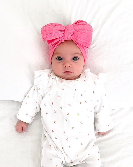 Watermelon Larger Bow Cable Knit Headwrap - Betty Brown Boutique Ltd