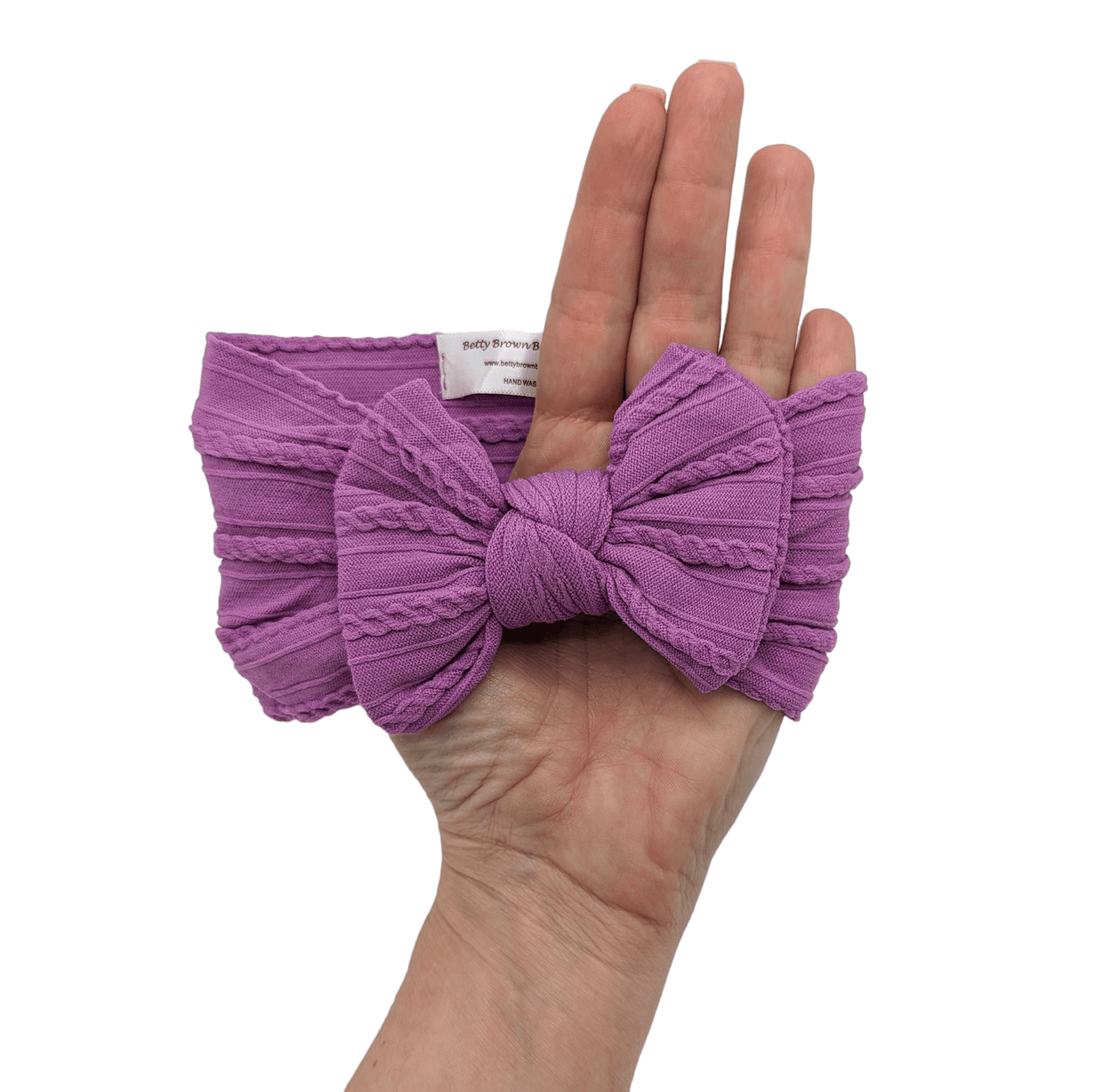 Bright Purple Smaller Bow Cable Knit Headwrap - Betty Brown Boutique Ltd