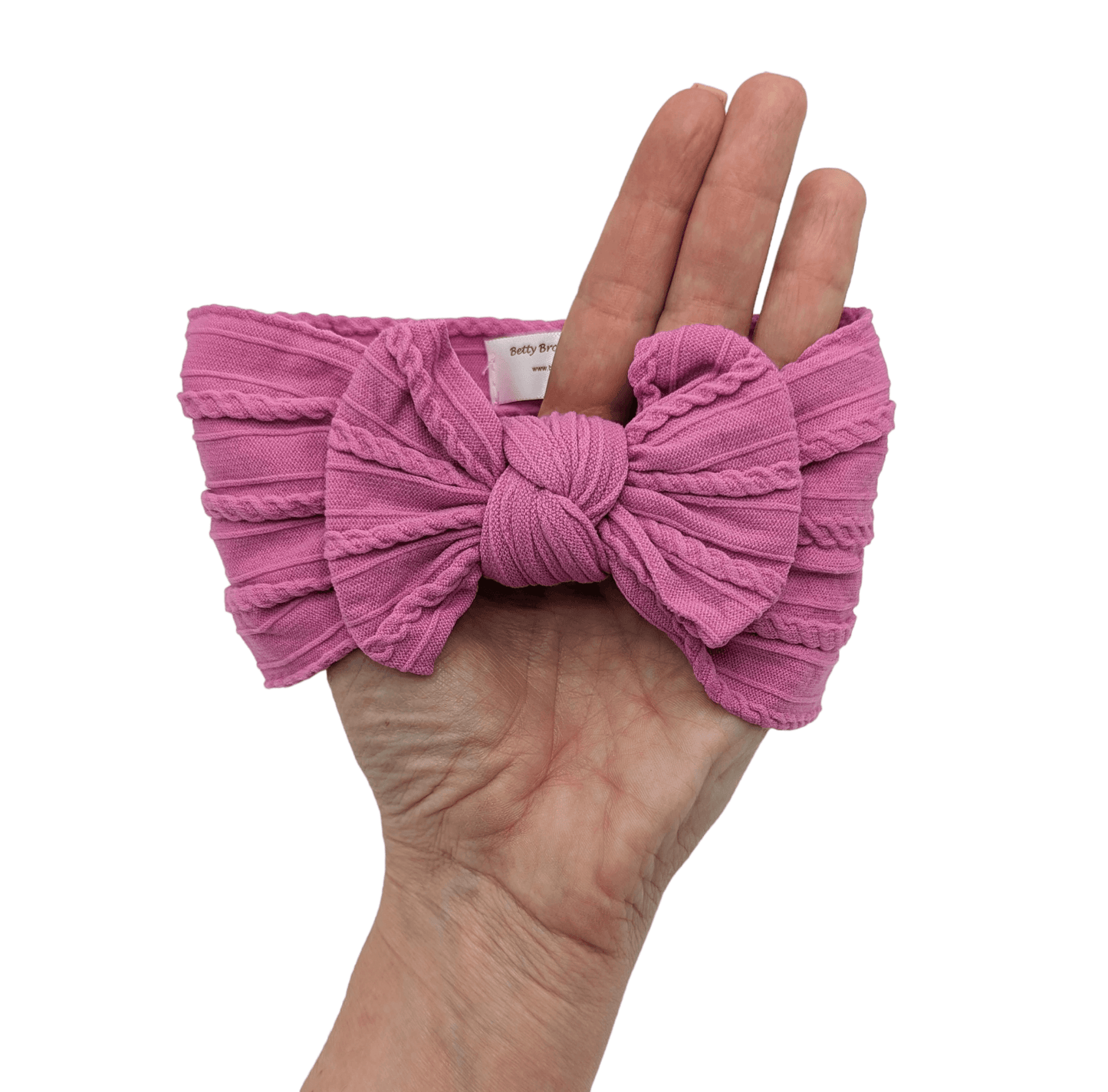 Cerise Pink Smaller Bow Cable Knit Headwrap - Betty Brown Boutique Ltd