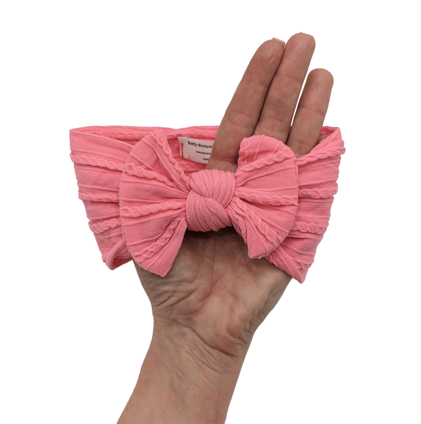 Watermelon Smaller Bow Cable Knit Headwrap - Betty Brown Boutique Ltd