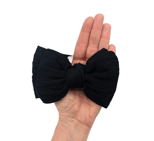 Black Larger Bow Cable Knit Headwrap - Betty Brown Boutique Ltd