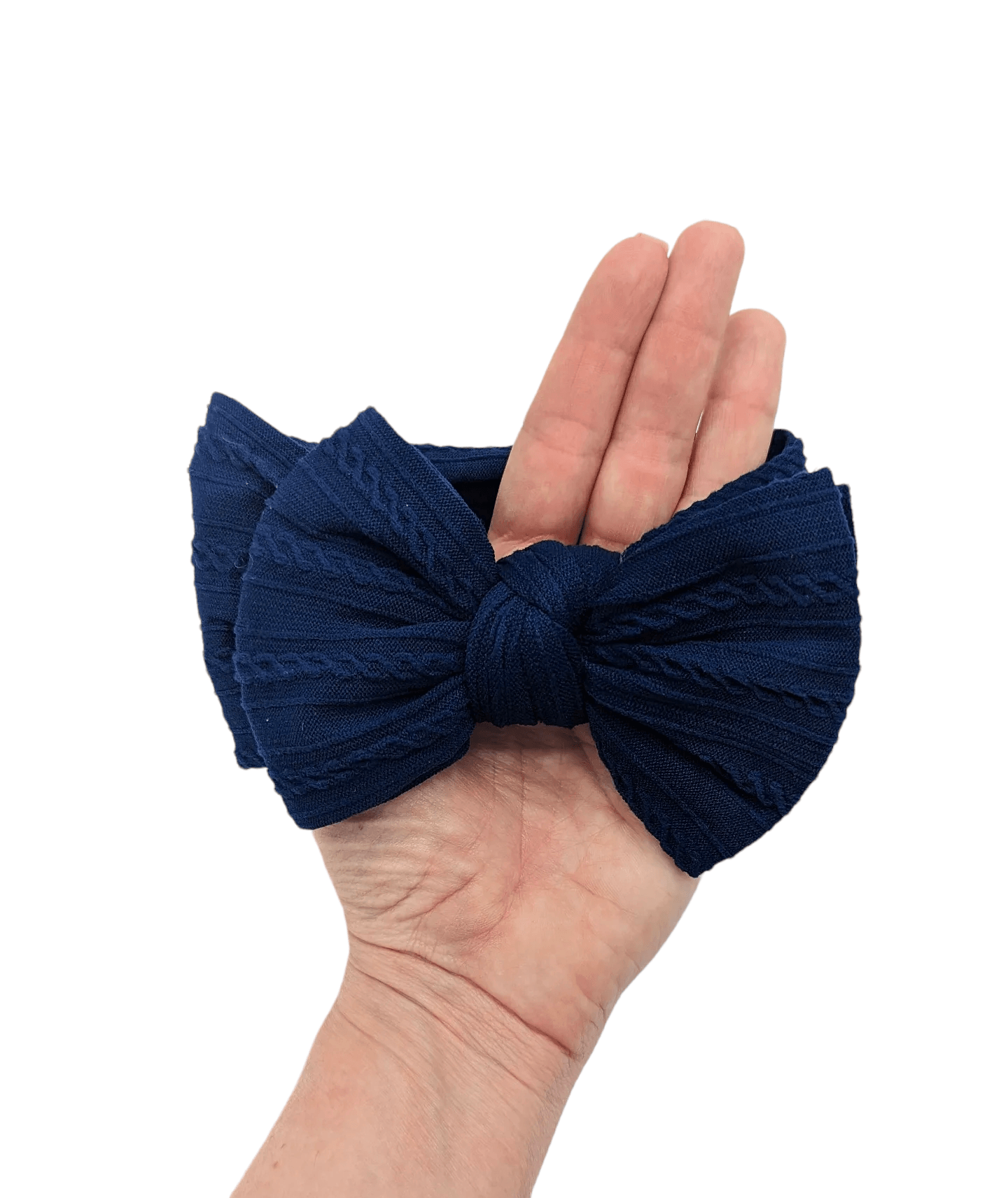 Navy blue larger Bow Cable Knit Headwrap - Betty Brown Boutique Ltd