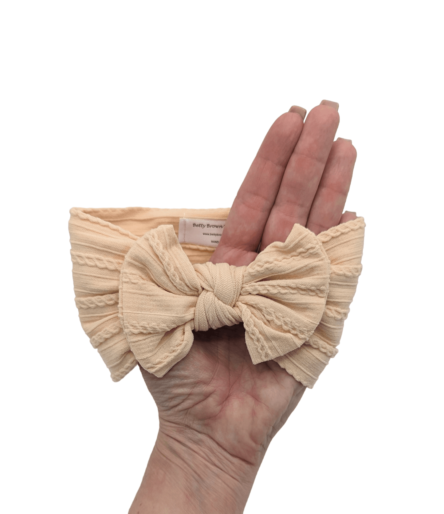Cappuccino Smaller Bow Cable Knit Headwrap - Betty Brown Boutique Ltd