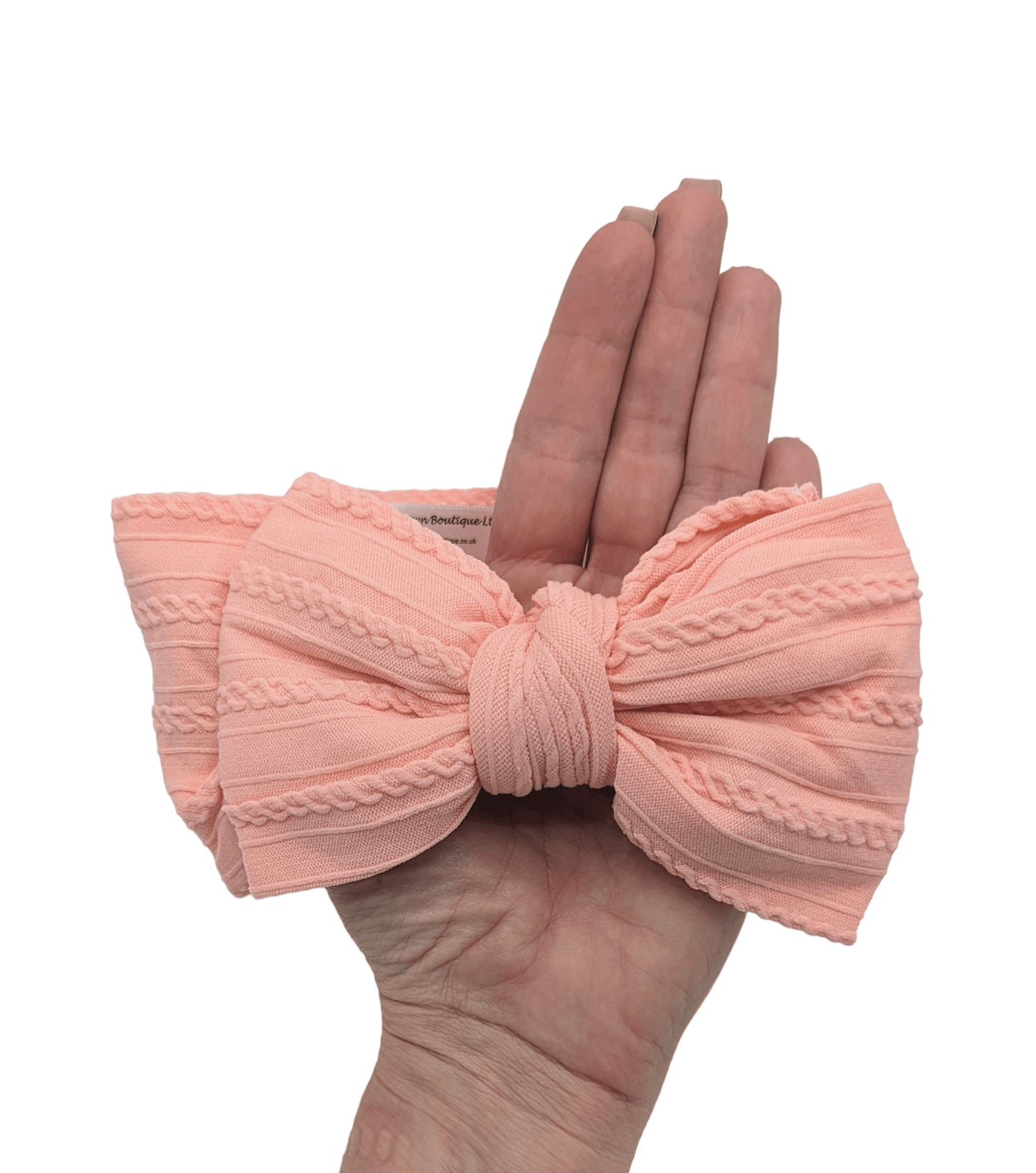 Peach Sunset Larger Bow Cable Knit Headwrap - Betty Brown Boutique Ltd