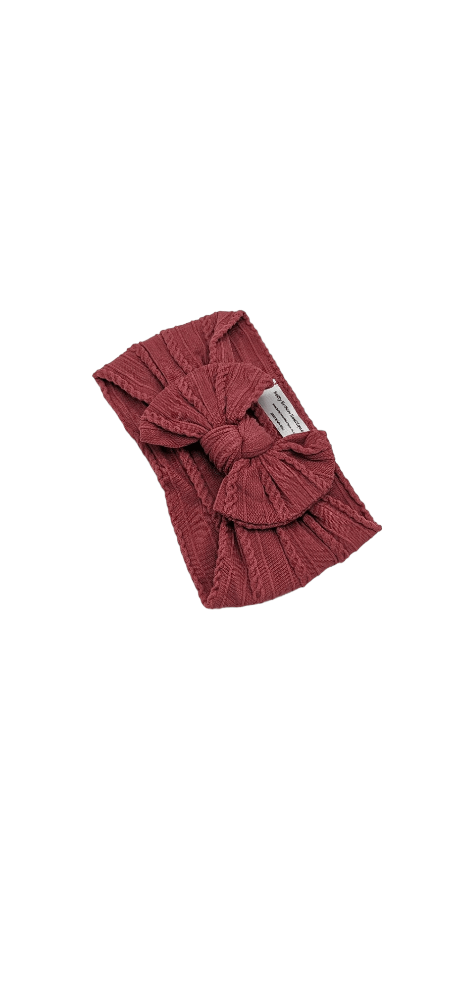 Pale Raspberry Smaller Bow Cable Knit Headwrap - Betty Brown Boutique Ltd