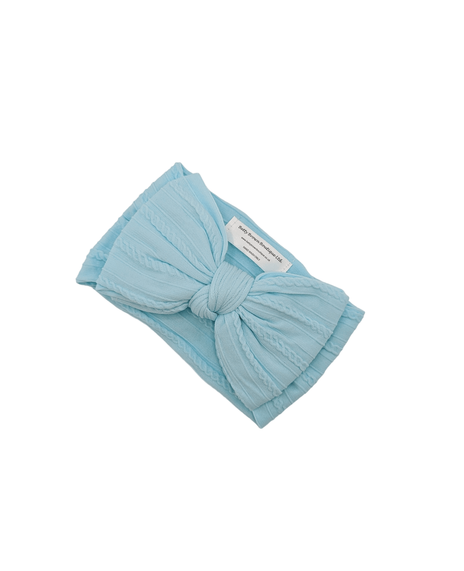 Light Blue Larger Bow Cable Knit Headwrap - Betty Brown Boutique Ltd