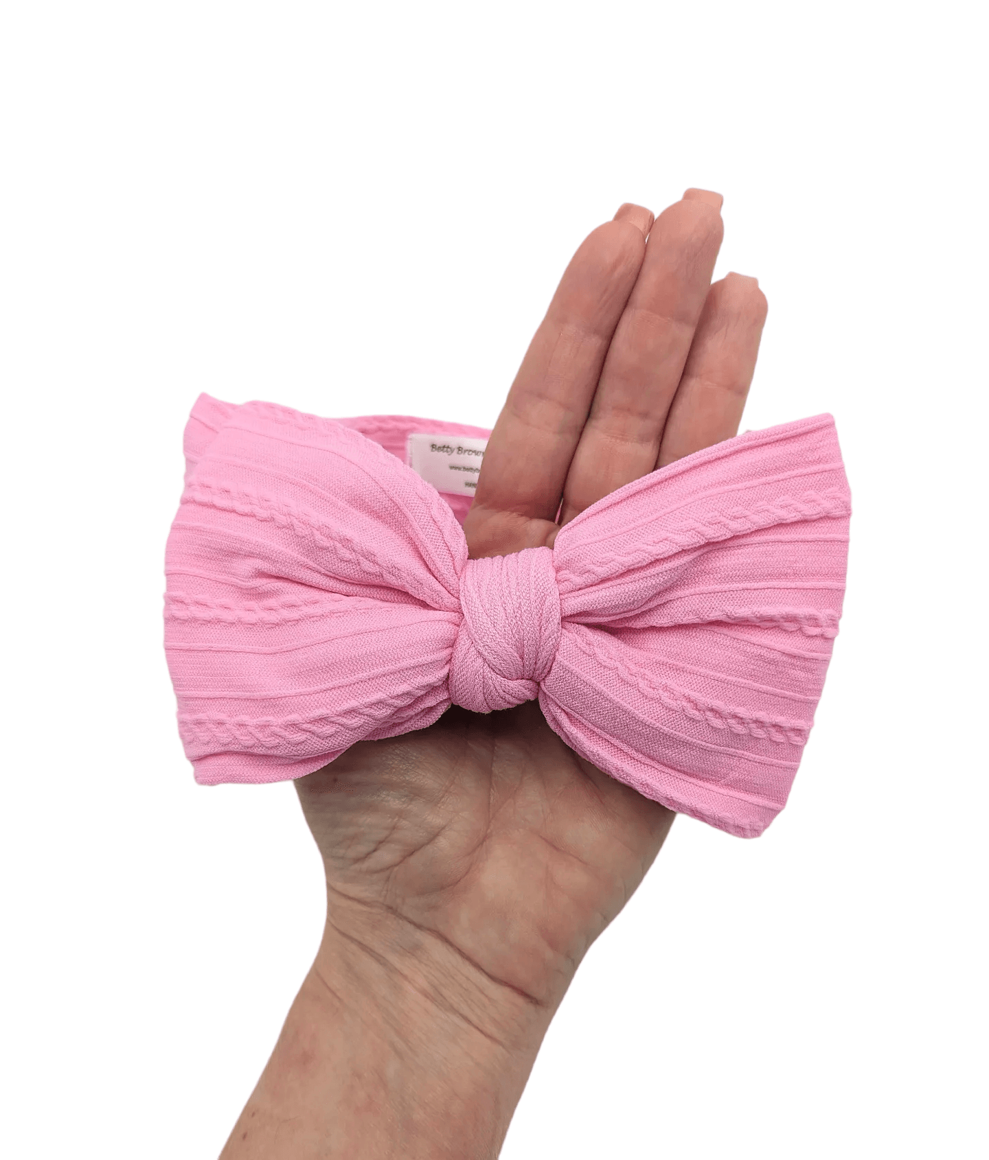 Candy Pink Larger Bow Cable Knit Headwrap - Betty Brown Boutique Ltd