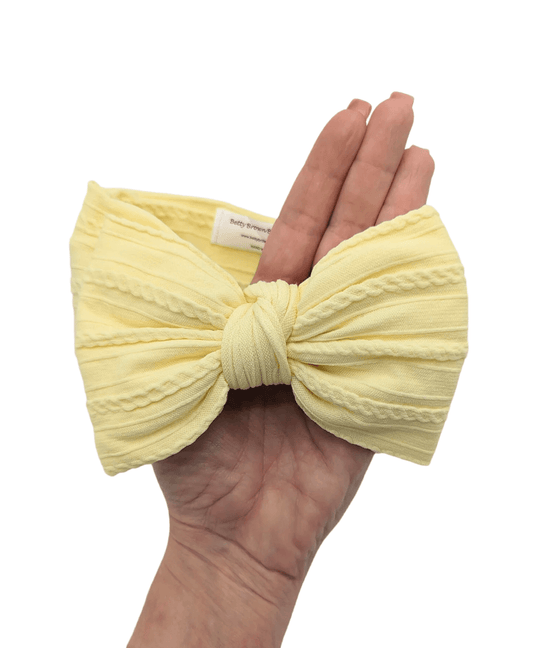 Lemon Larger Bow Cable Knit headwrap - Betty Brown Boutique Ltd