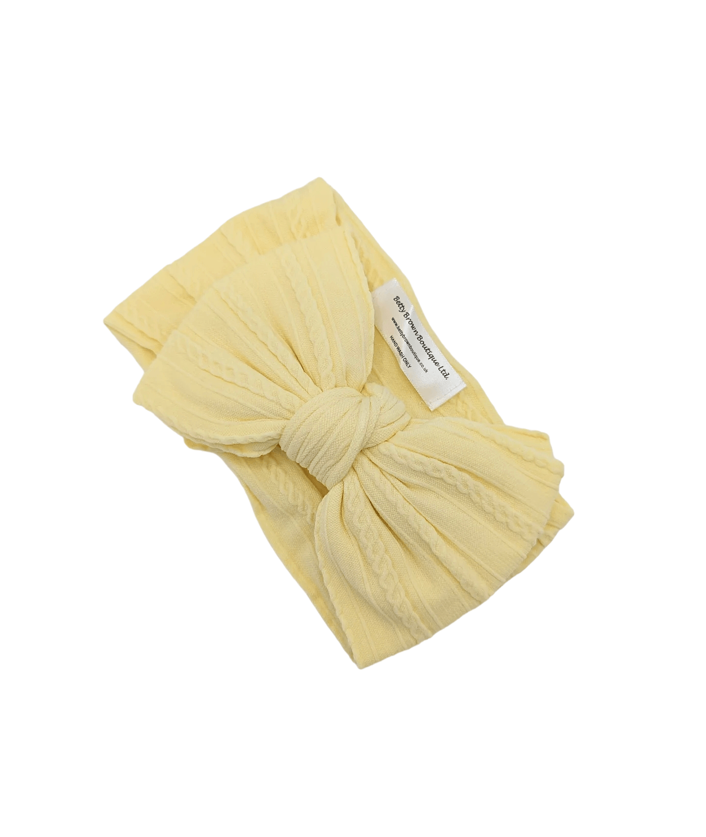 Lemon Larger Bow Cable Knit headwrap - Betty Brown Boutique Ltd