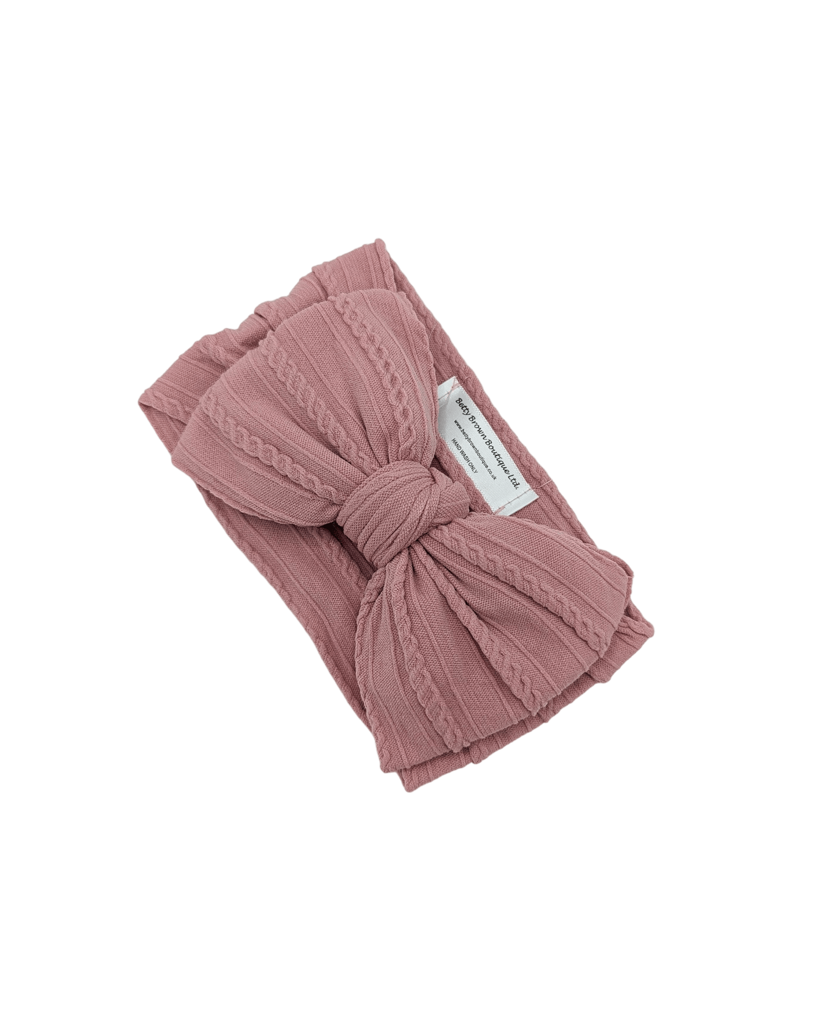 Darker Dusty Pink Larger Bow Cable Knit Headwrap - Betty Brown Boutique Ltd