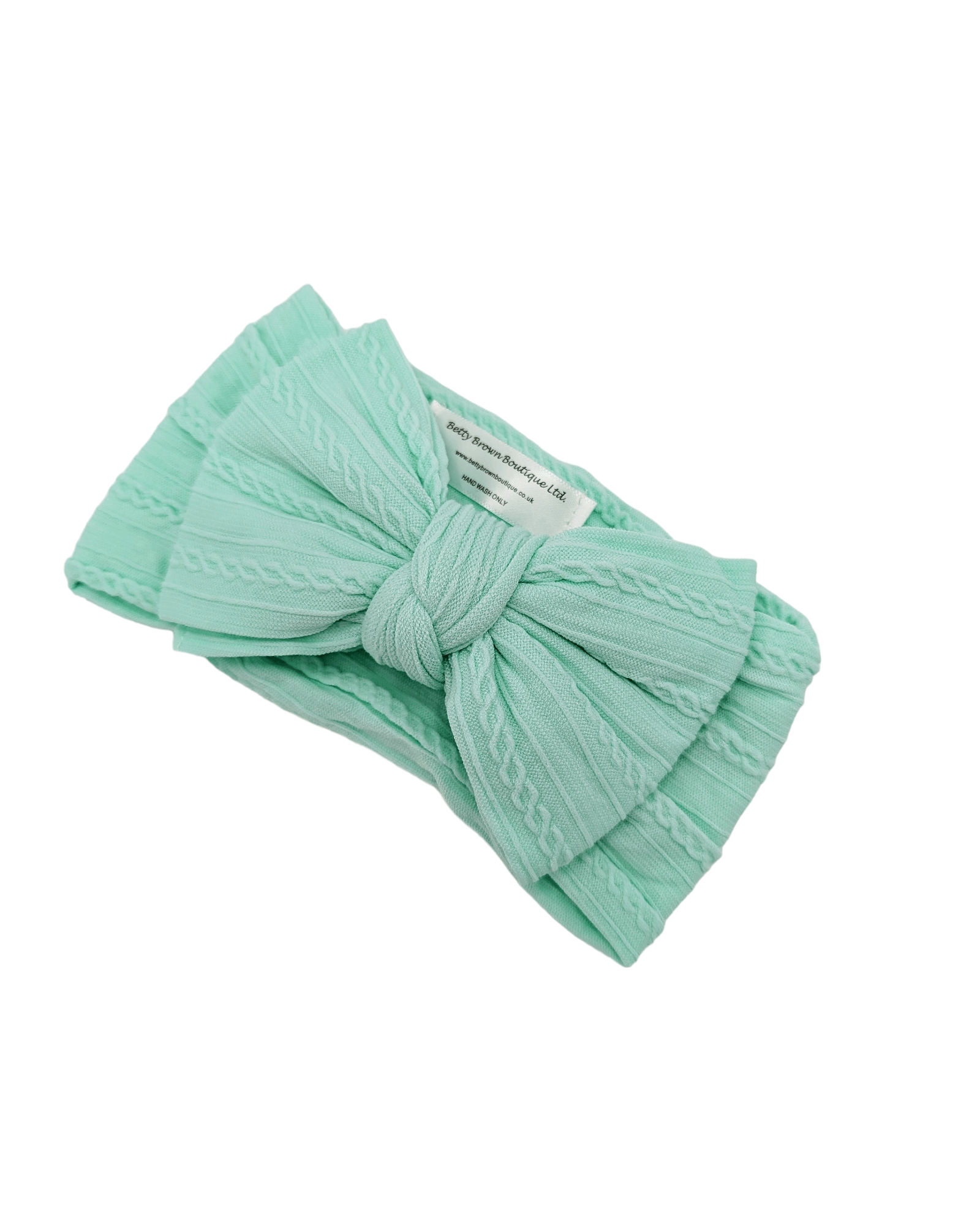 Mint Green Larger Bow Cable Knit Headwrap - Betty Brown Boutique Ltd