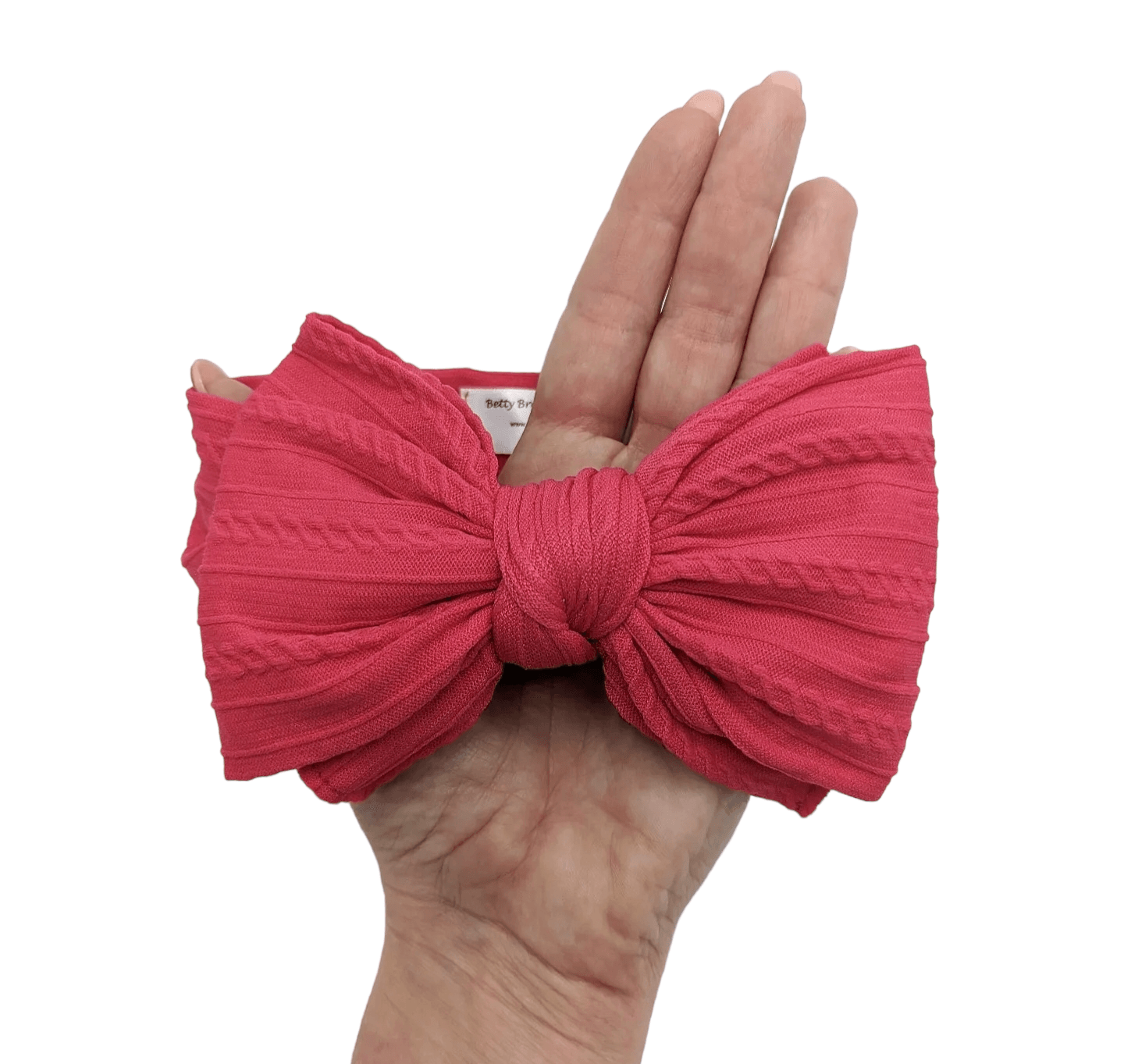 Hot Pink Larger Bow Cable Knit Headwrap - Betty Brown Boutique Ltd
