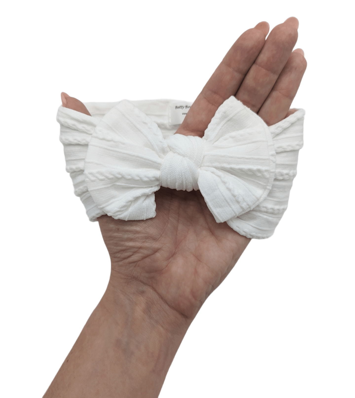 White Cable Knit Smaller Bow Headwrap - Betty Brown Boutique Ltd