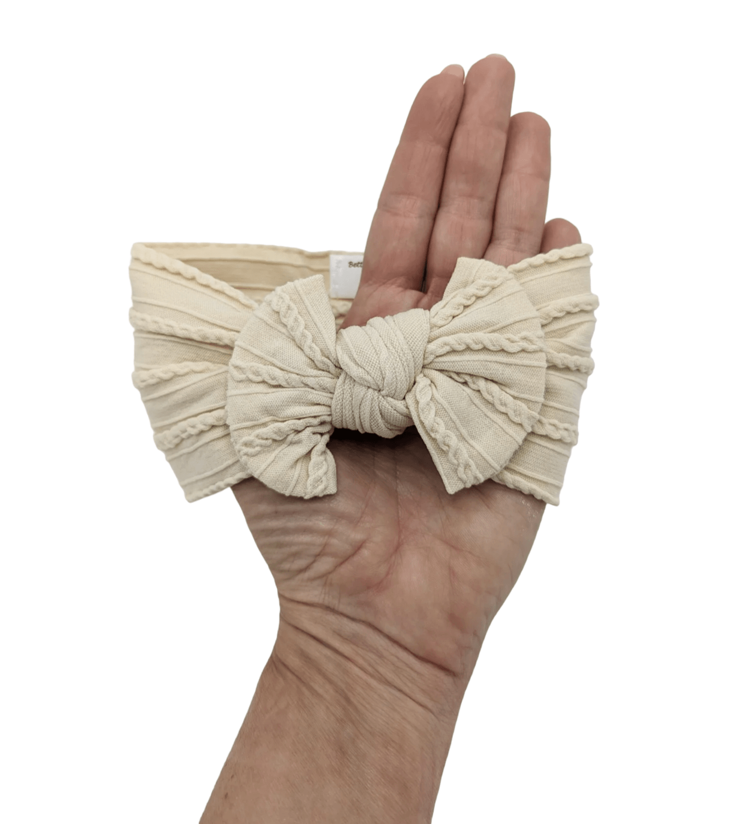 Latte Smaller Bow Cable Knit Headwrap - Betty Brown Boutique Ltd
