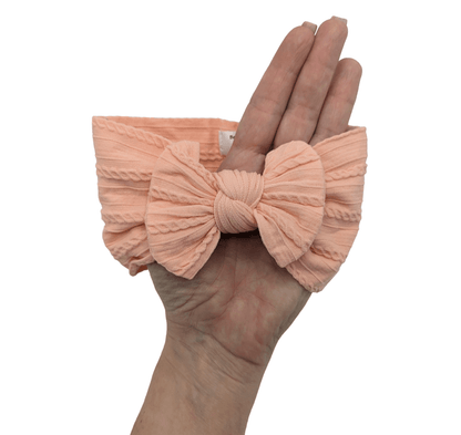 Peach Sunset Smaller Bow Cable Knit Headwrap - Betty Brown Boutique Ltd