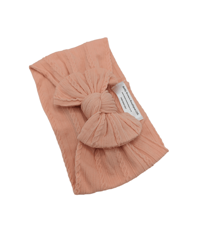 Peach Sunset Smaller Bow Cable Knit Headwrap - Betty Brown Boutique Ltd