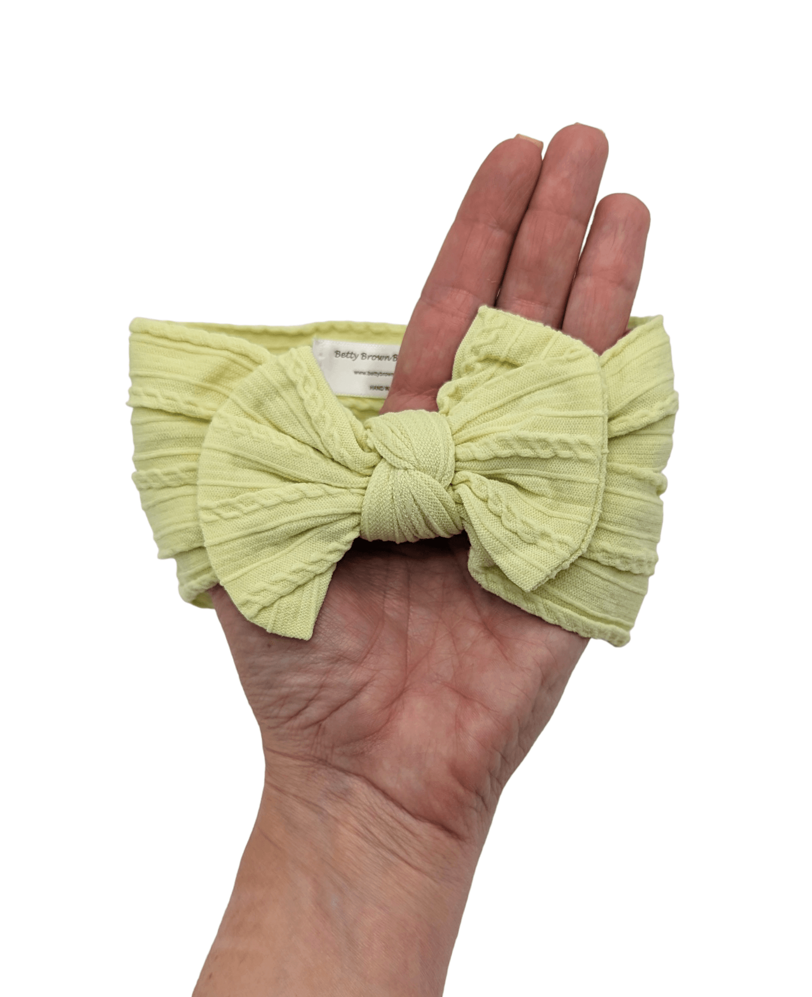 Bright Lime Smaller Bow Cable Knit Headwrap - Betty Brown Boutique Ltd
