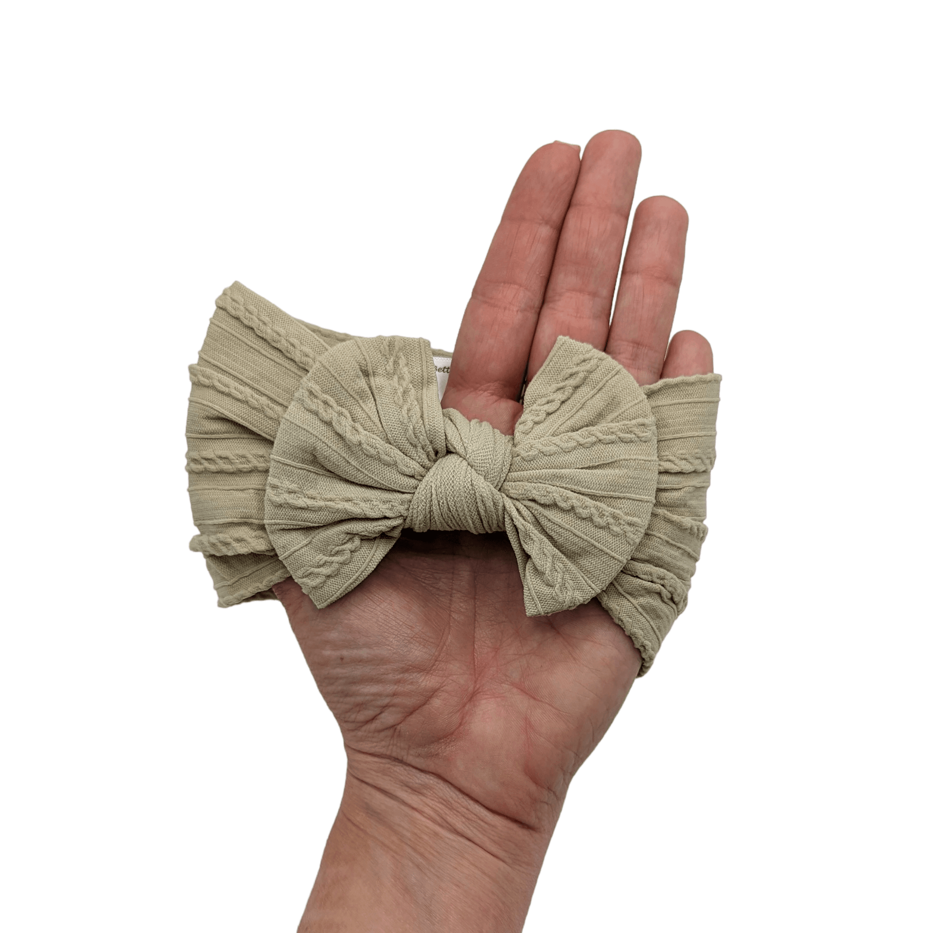 Champagne Smaller Bow Cable Knit Headwrap - Betty Brown Boutique Ltd