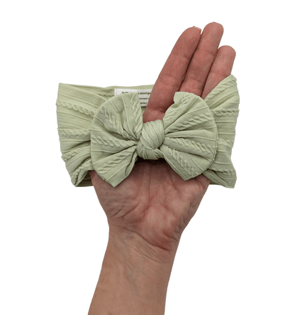 Lime Green Smaller Bow Cable Knit Headwrap - Betty Brown Boutique Ltd