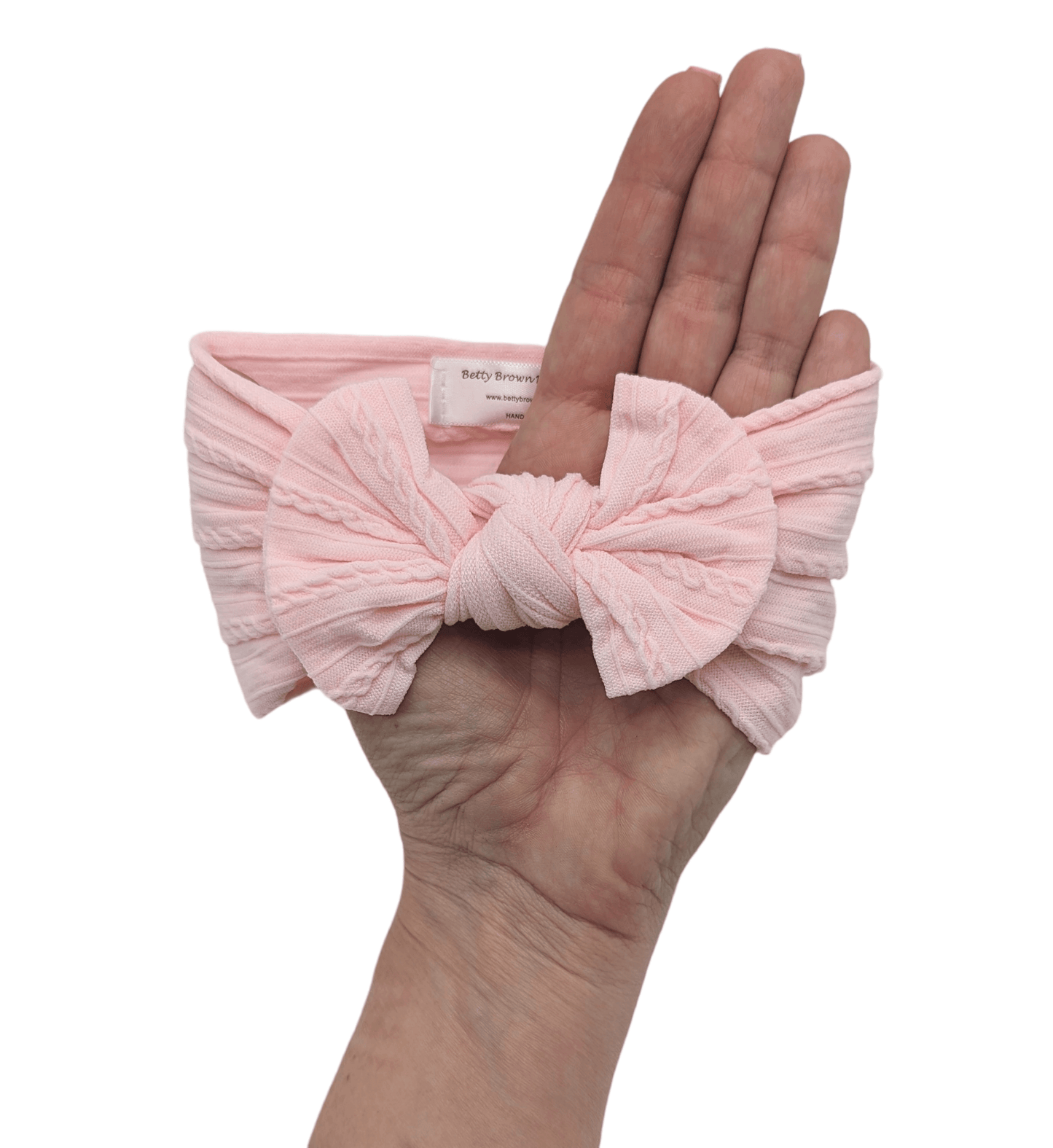 Pink Lemonade Smaller Bow Cable Knit Headwrap - Betty Brown Boutique Ltd