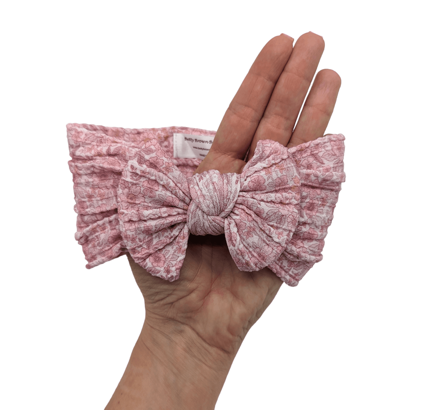 Pink Wildflower Smaller Bow Cable Knit Headwrap - Betty Brown Boutique Ltd