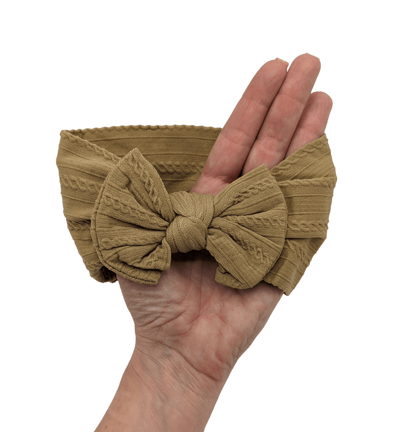 Caramel Smaller Bow Cable Knit Headwrap - Betty Brown Boutique Ltd