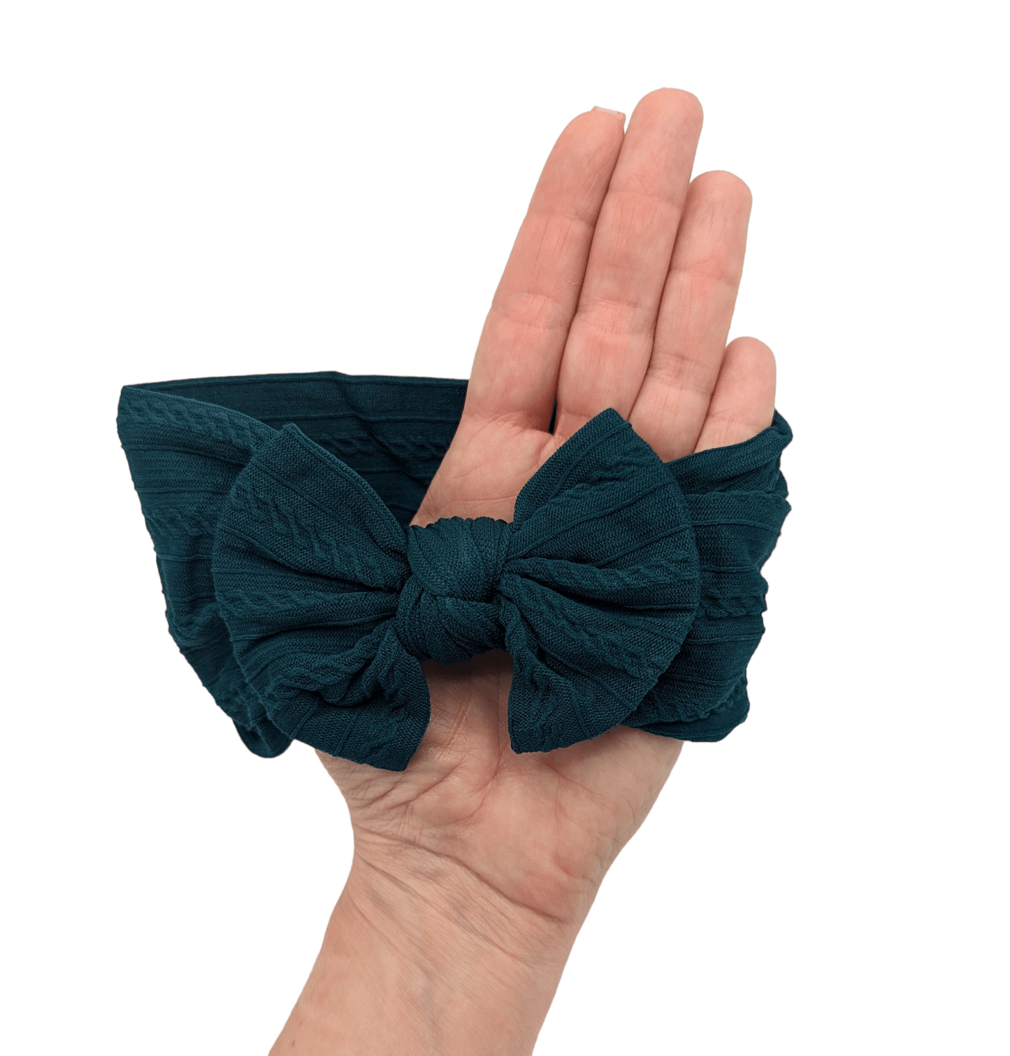 Duck Green Smaller Bow Cable Knit Headwrap - Betty Brown Boutique Ltd