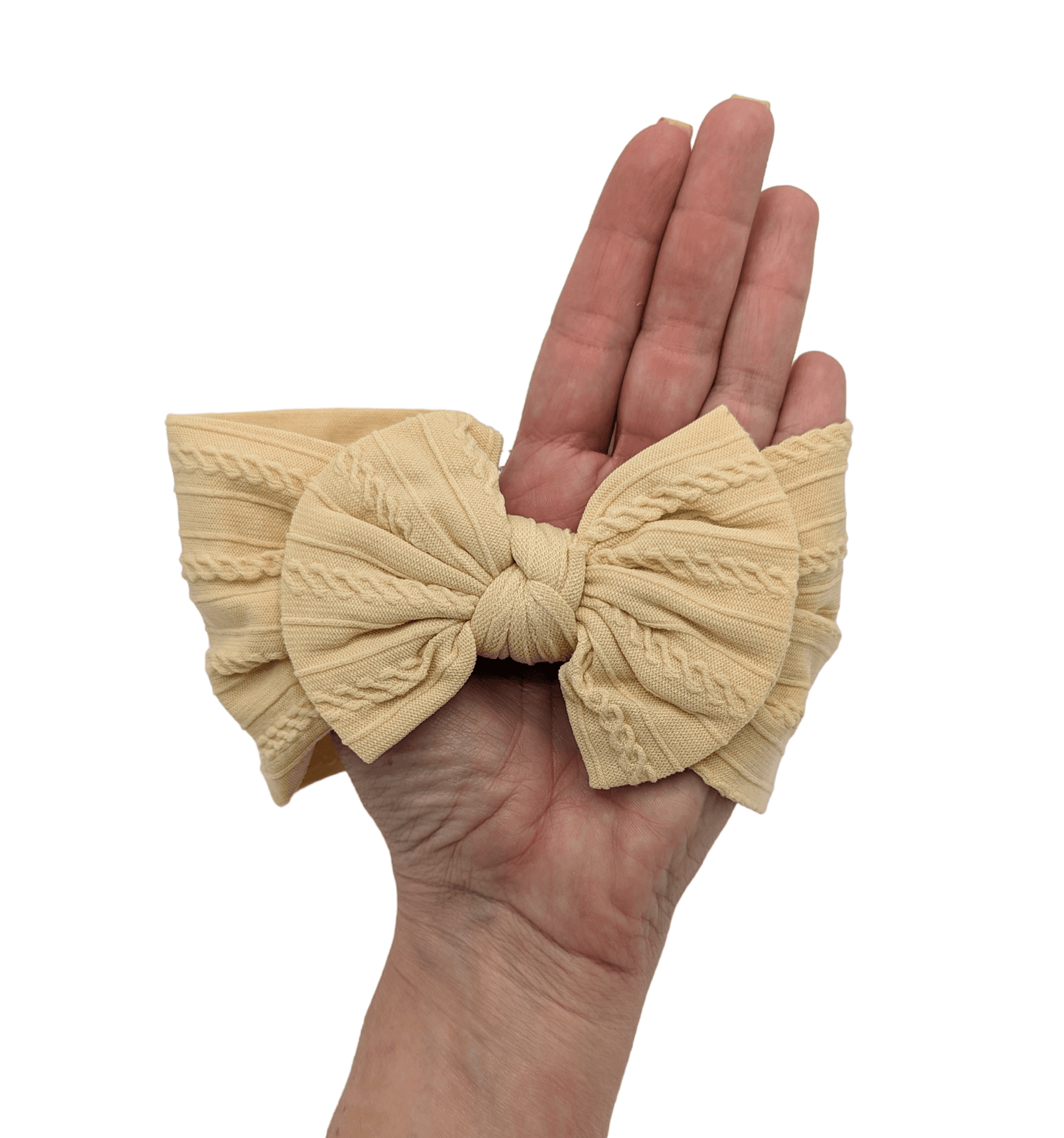 Gold Smaller Bow Cable Knit Headwrap - Betty Brown Boutique Ltd