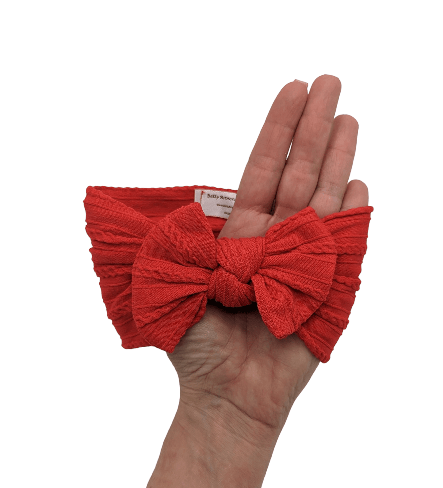 Red Cable Knit Smaller Bow Headwrap - Betty Brown Boutique Ltd