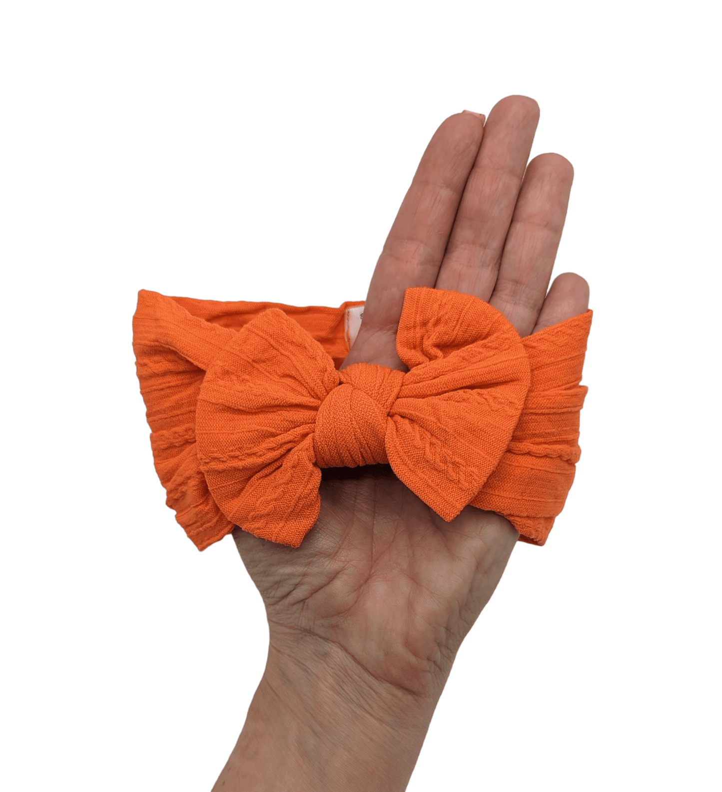 Pumpkin Orange Smaller Bow Cable Knit Headwrap - Halloween - Betty Brown Boutique Ltd