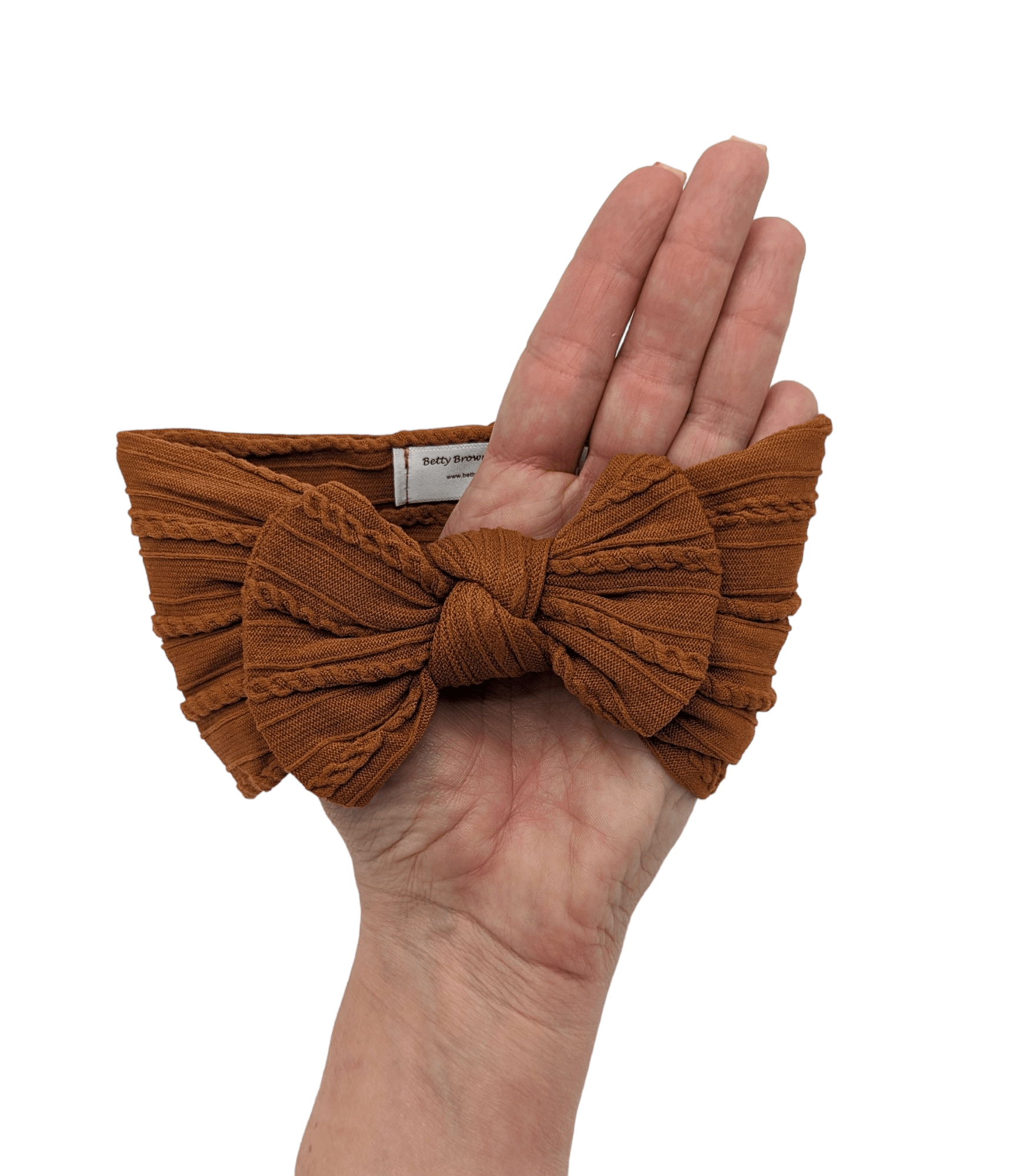 Cinnamon Smaller Bow Cable Knit Headwrap - Betty Brown Boutique Ltd