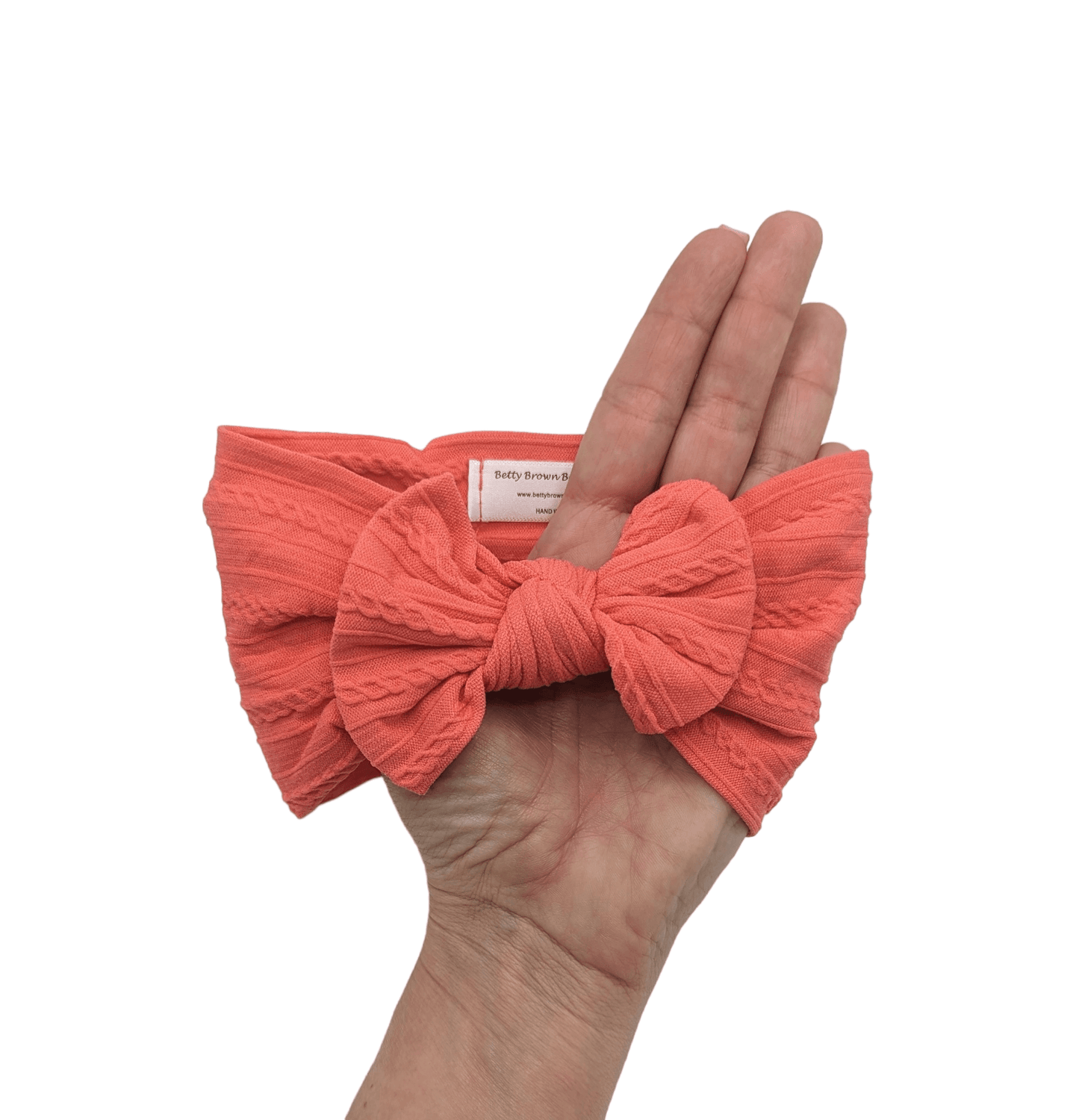 Coral Smaller Bow Cable Knit Headwrap - Betty Brown Boutique Ltd