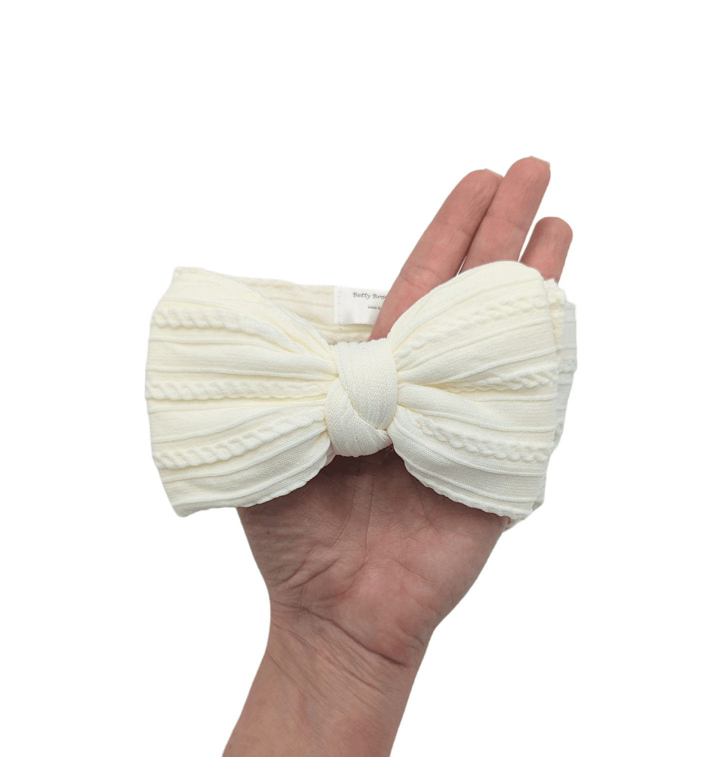 Pearl White Larger Bow Cable Knit headwrap - Betty Brown Boutique Ltd