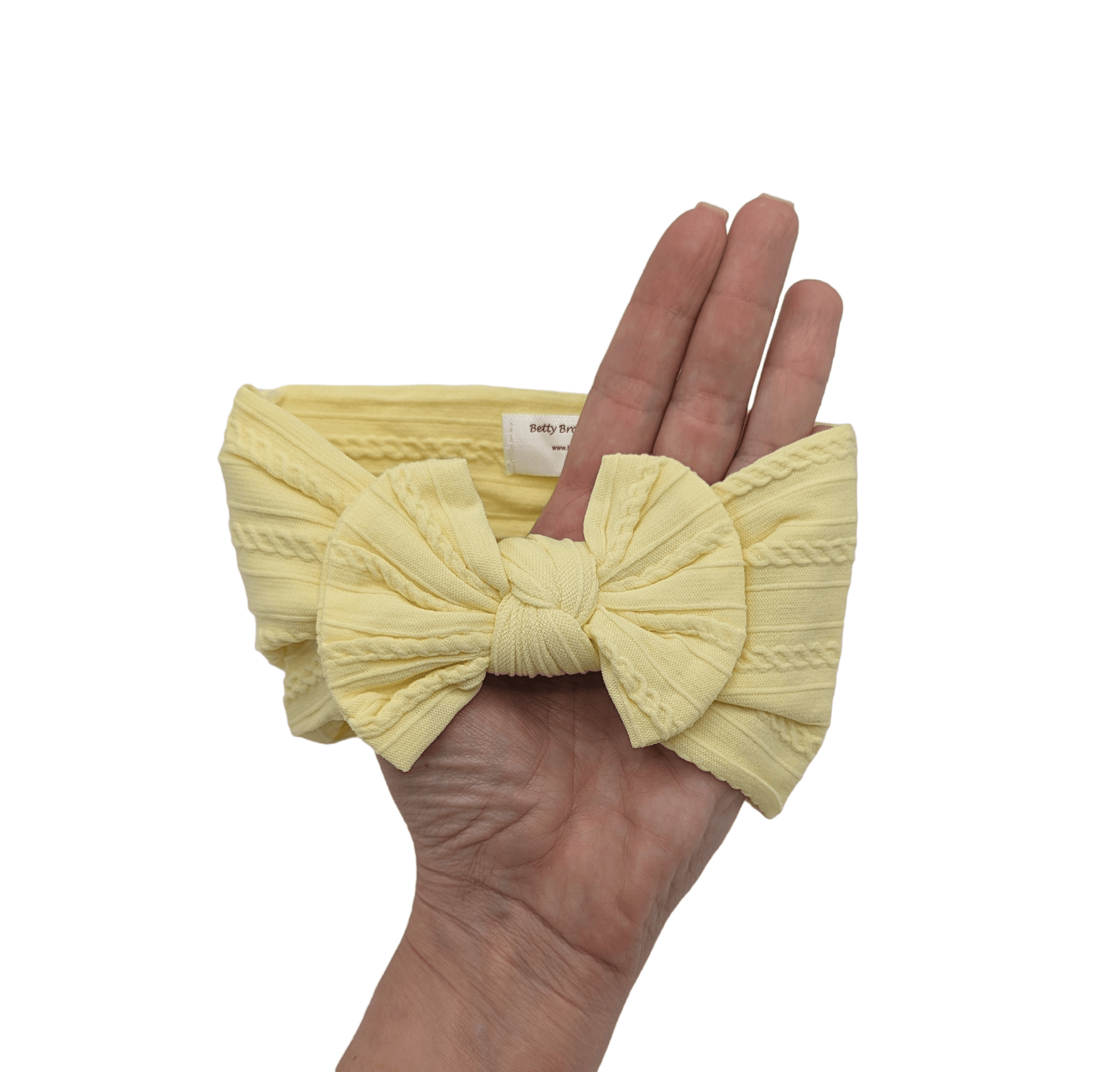 Lemon Smaller Bow Cable Knit Headwrap - Betty Brown Boutique Ltd