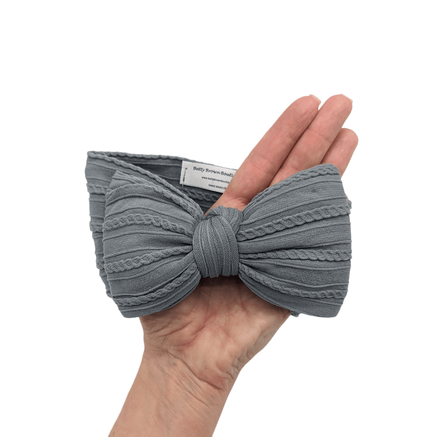 Grey Larger Bow Cable Knit Headwrap - Betty Brown Boutique Ltd