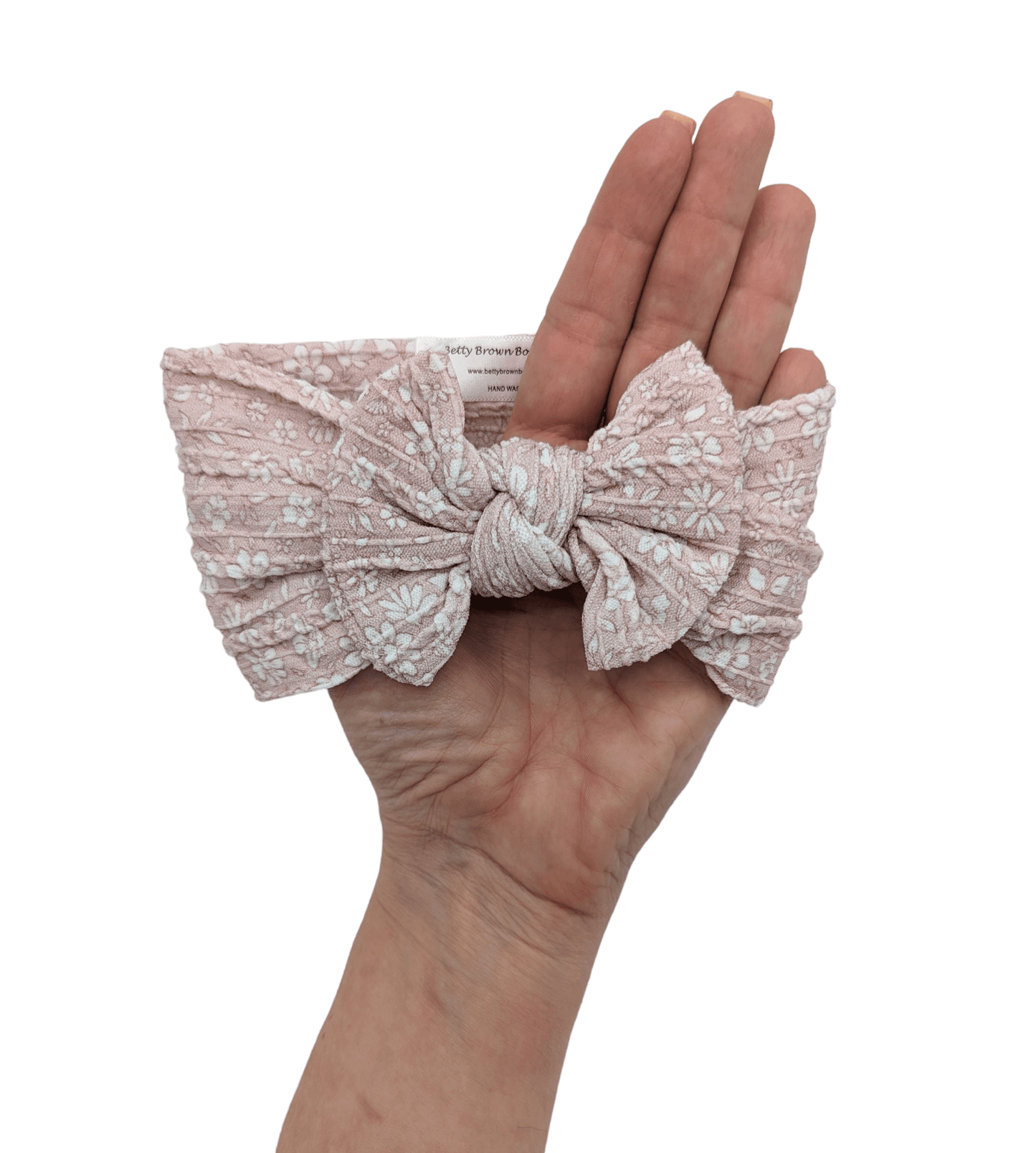 Beige Floral Smaller Bow Cable Knit Headwrap - Betty Brown Boutique Ltd