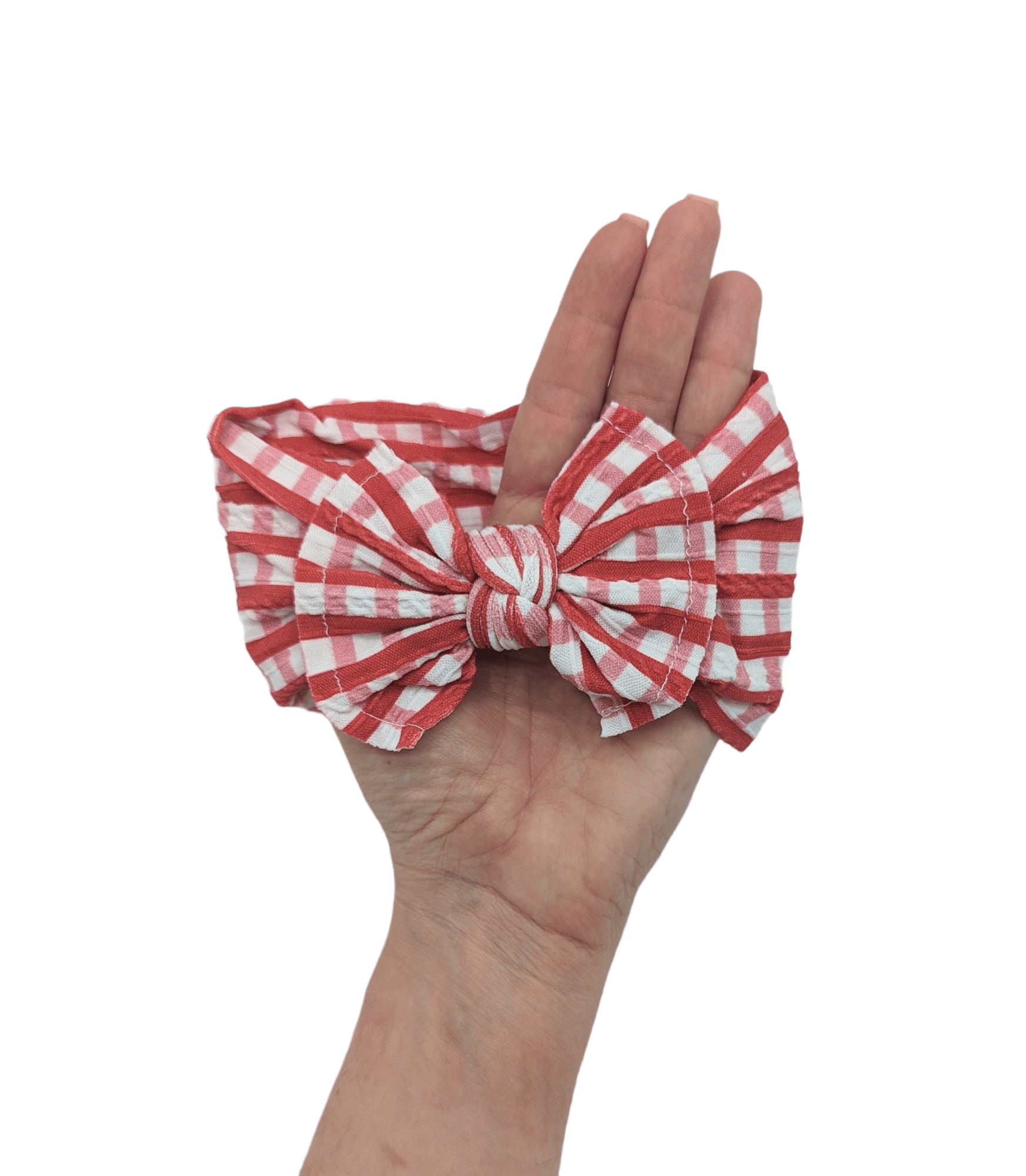 Red Gingham Cable Knit Headwrap - Christmas Collection - Betty Brown Boutique Ltd