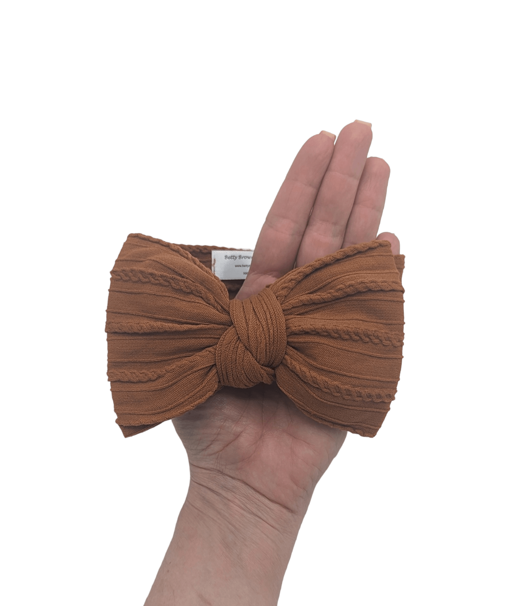 Cinnamon Larger Bow Cable Knit Headwrap - Betty Brown Boutique Ltd