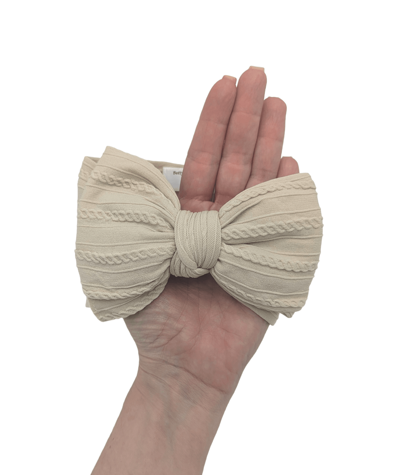 Sand Larger Bow Cable Knit Headwrap - Betty Brown Boutique Ltd