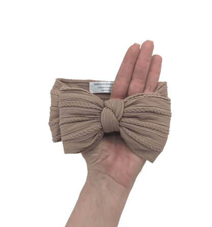 Chocolate Larger Bow Cable Knit Headwrap - Betty Brown Boutique Ltd