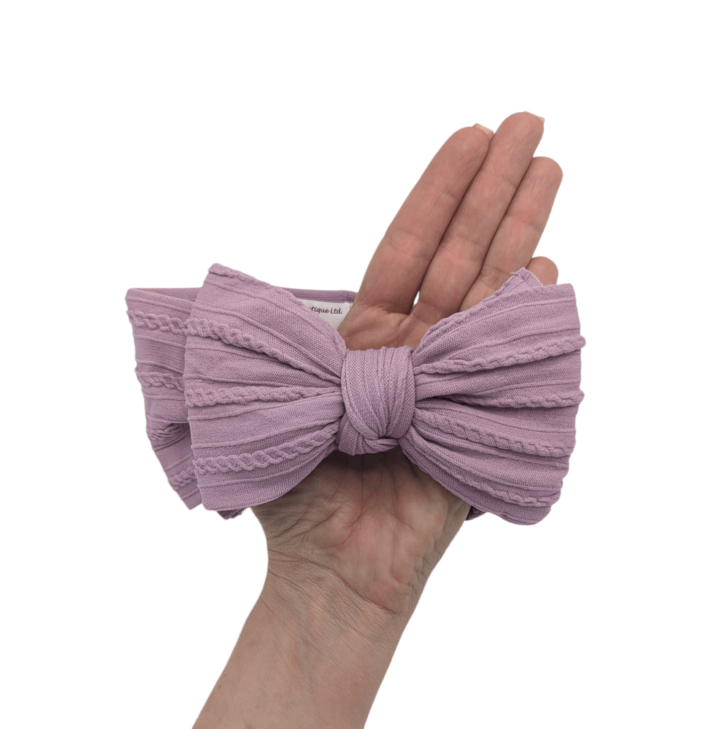Lavender Larger Bow Cable Knit Headwrap - Betty Brown Boutique Ltd