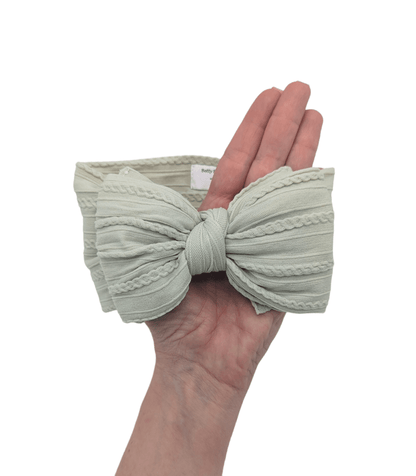 Sage Green Cable Knit Larger Bow Headwrap - Betty Brown Boutique Ltd