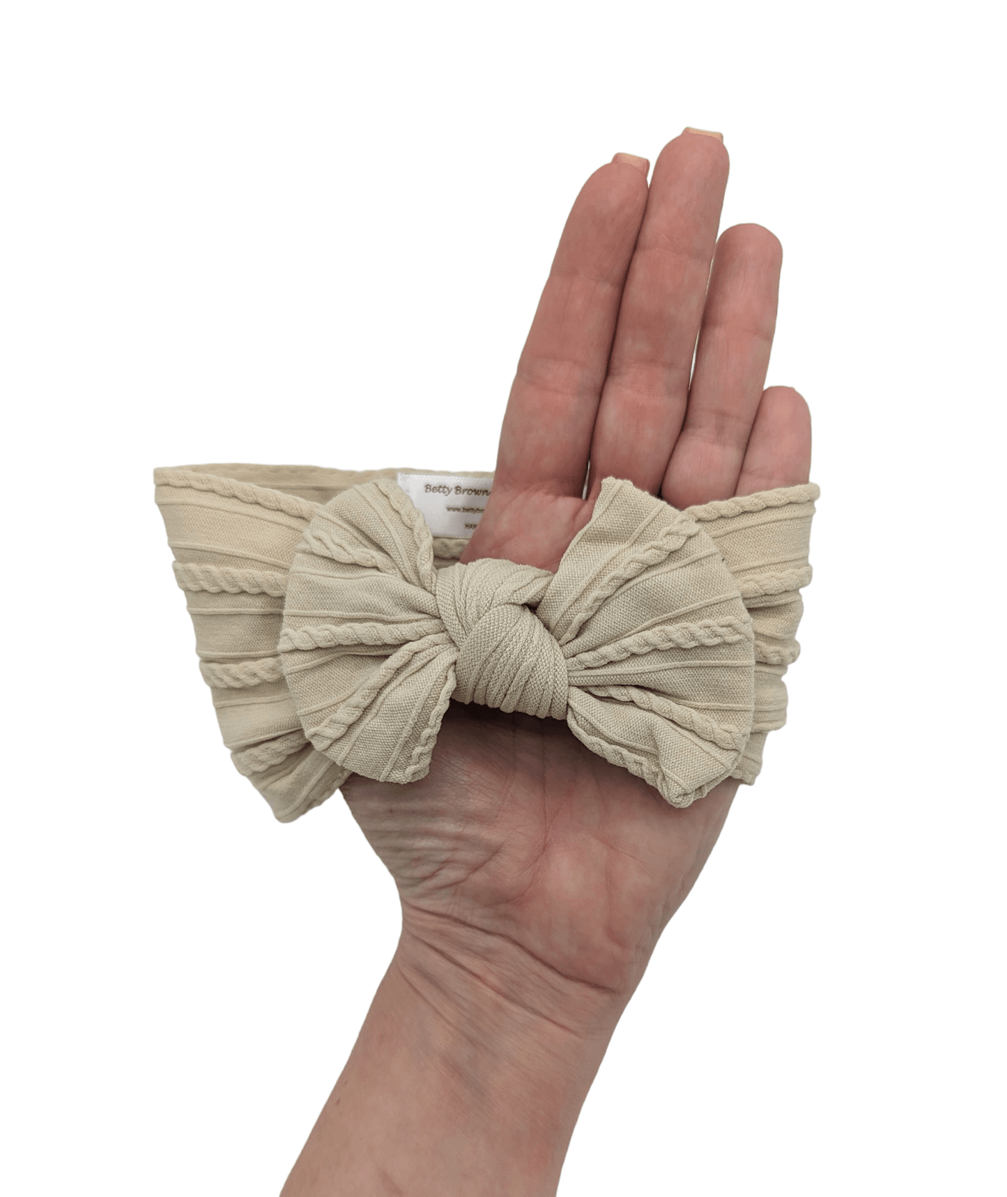 Sand Smaller Bow Cable Knit Headwrap - Betty Brown Boutique Ltd